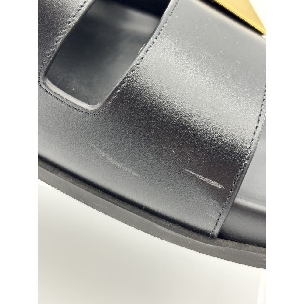 Authentic Valentino One Stud Rockstud Two Strap Sandal Black Gold Size 37.5 Dad - Picture 14 of 16